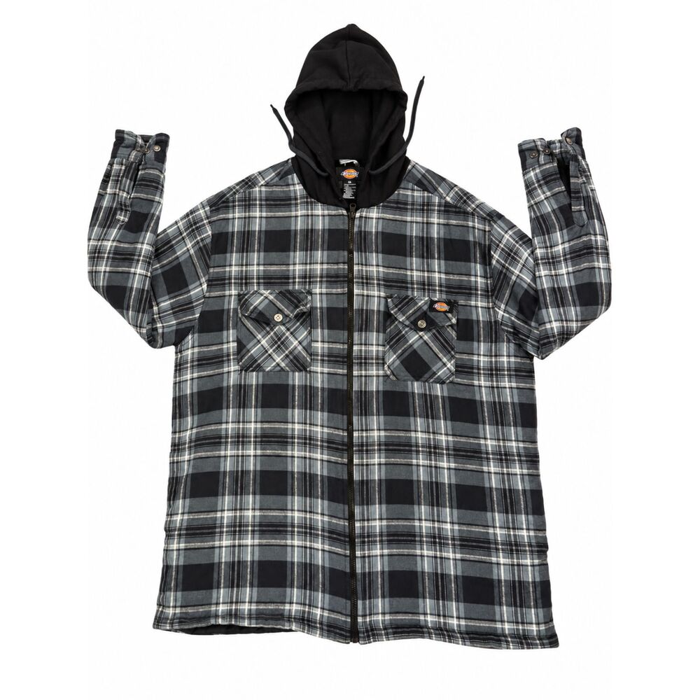 **Dickies Quilted Lined Plaid Hooded Work Jacket – Men's XL**